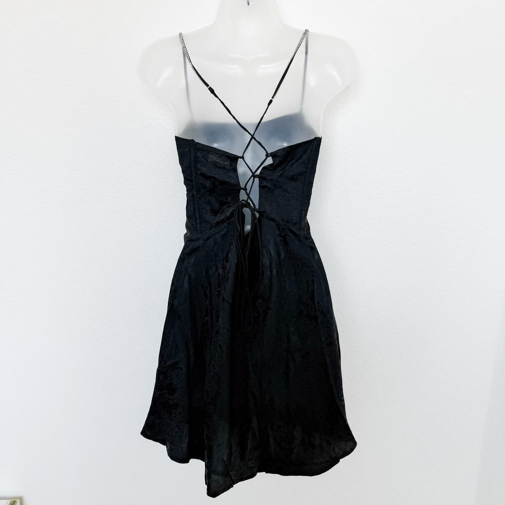 For Love & Lemons Dress Womens Medium Black Gabrielle Mini Slip Whimsygoth Y2K - Picture 10 of 14
